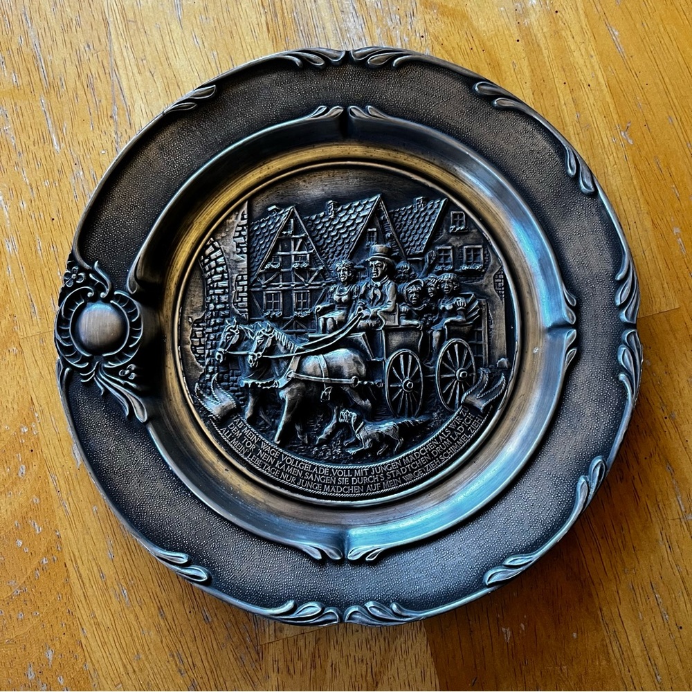 Rein Zinn Pewter Plate Horse Carriage